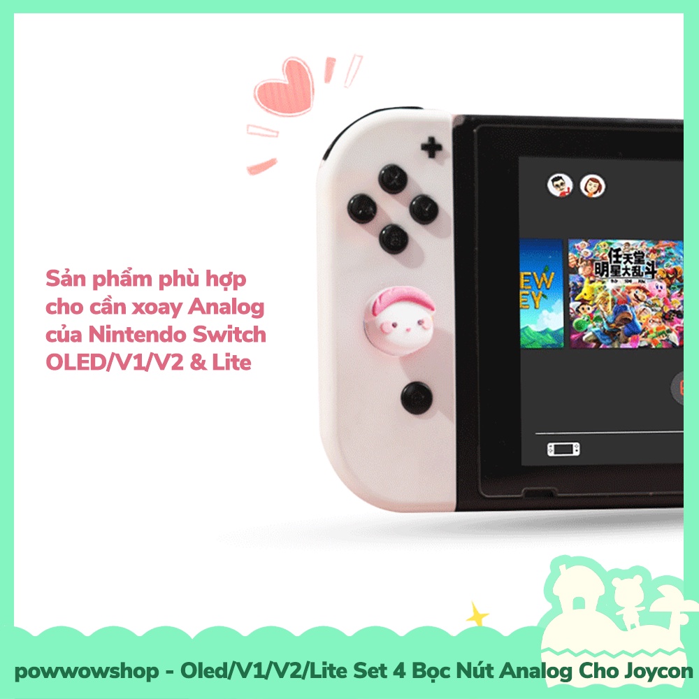 [Sẵn VN - Hỏa Tốc] Oled/V1/V2/Lite Set 4 Bọc Nút Analog Joycon Cho Máy Game Cầm Tay Nintendo Switch Sushi &amp; Sashimi