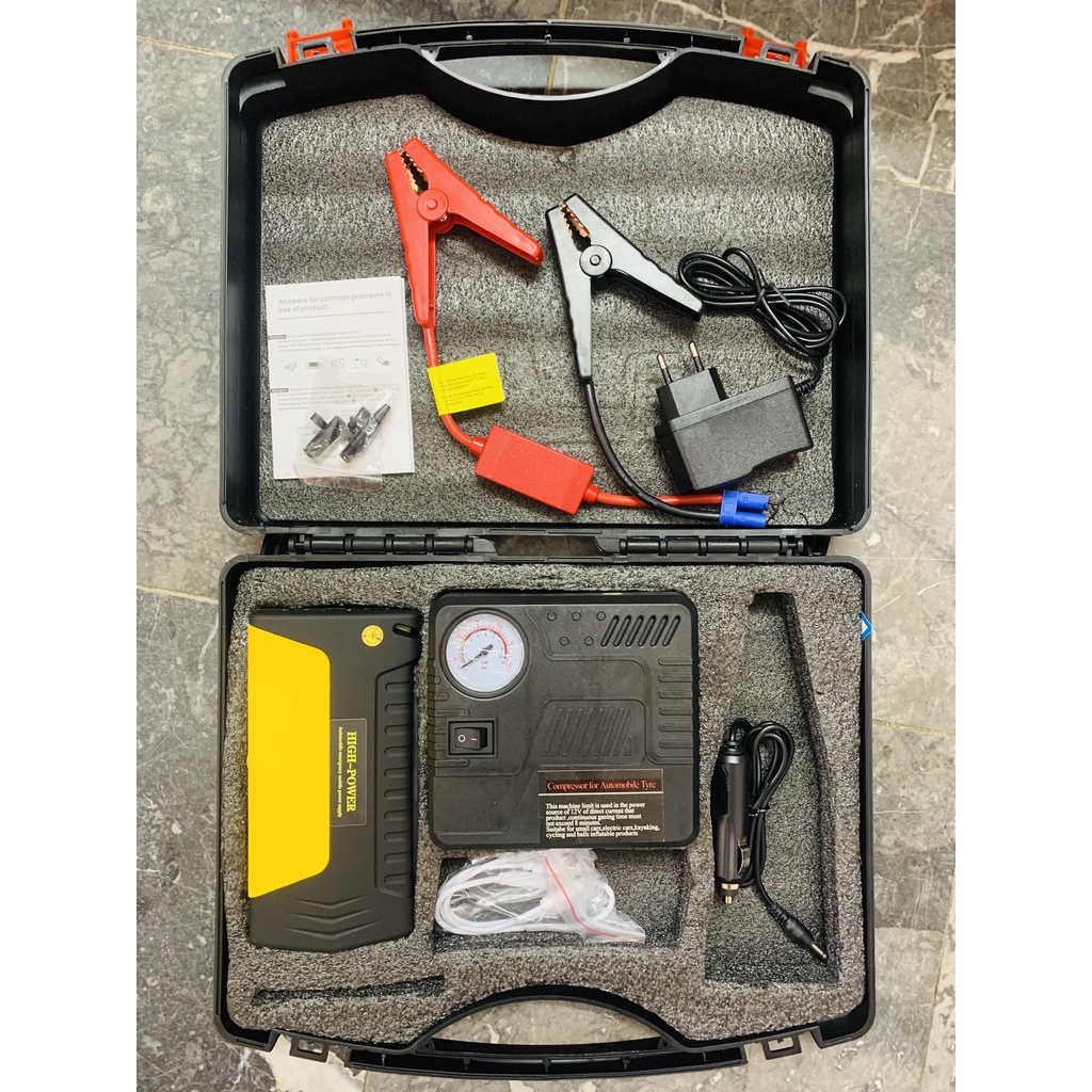 Bộ Kích Bình Ô Tô Đa Năng Kiêm Sạc Dự Phòng Kèm Bơm Lốp Xe, Bộ Kích Bình Ô Tô Cao Cấp 3 Trong 1