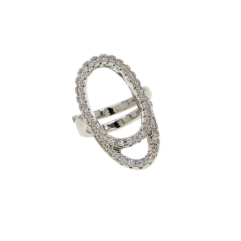 Nhẫn gắn móng tay đính đá zircon phong cách retro Hàn Quốc 19A1455 hình chữ thập