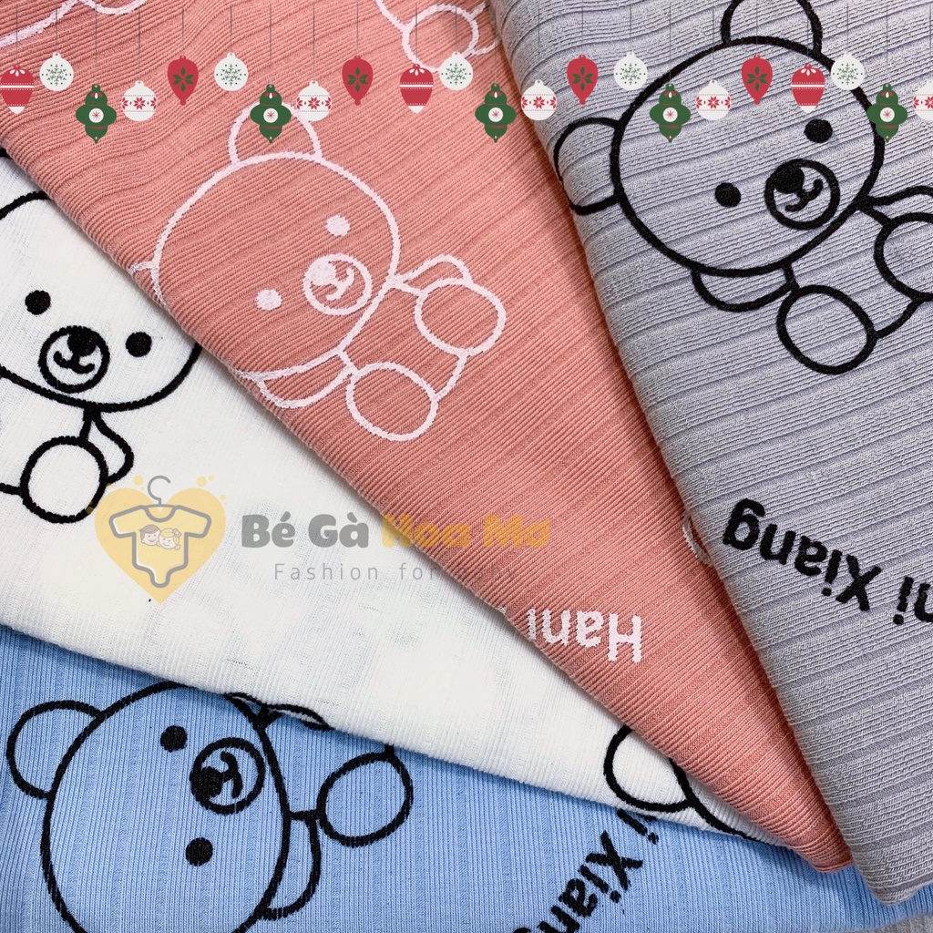 Bộ dài tay thun tăm in gấu