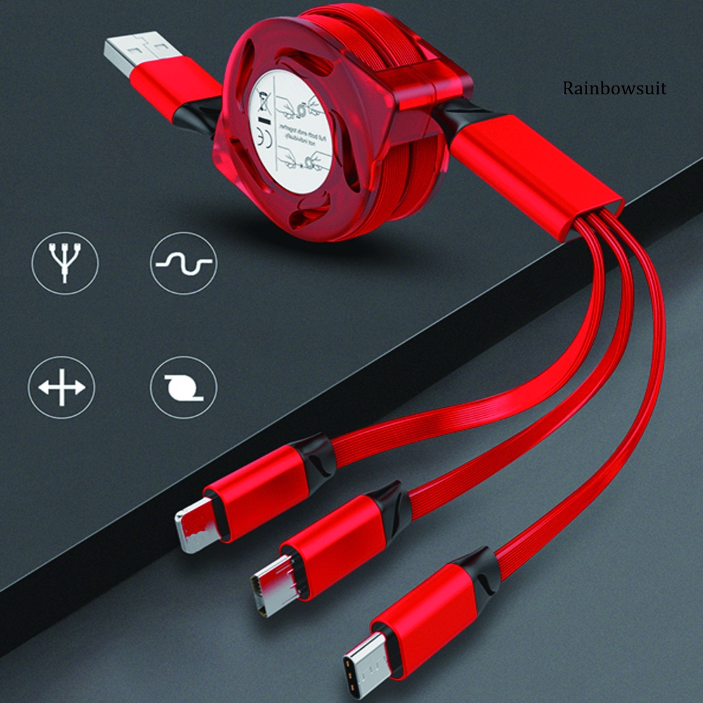 Dây Cáp Sạc RB Mini 3 Trong 1 Cho iPhone Type-C Android Micro USB