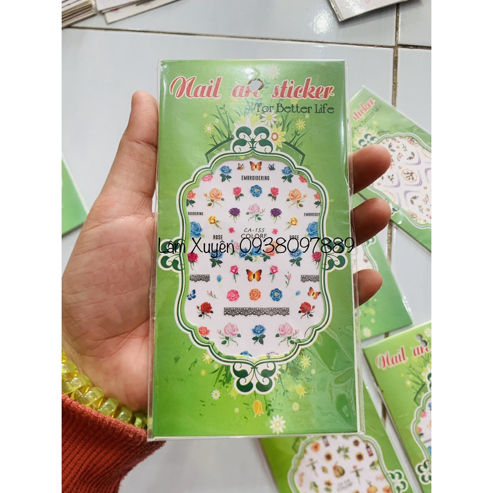 GIÁ RẺSticker dán móng tay có keo sẵn hoạ tiết trang trí đa dạng, thích hợp mọi lứa tuổi, có keo sẵn tháo ra xài