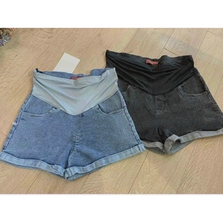 Quần sooc bầu chất jeans màu xanh