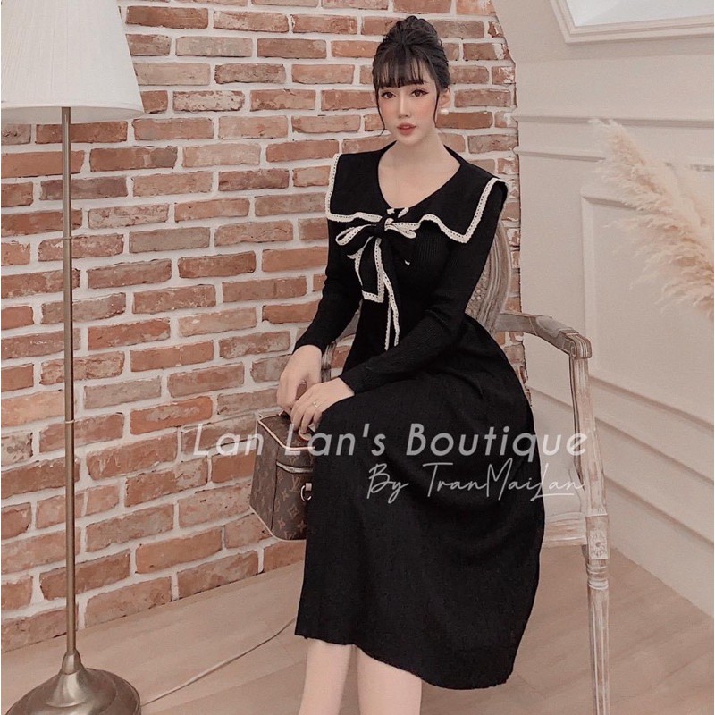 Váy Xuông Cổ Ren sang chảnh