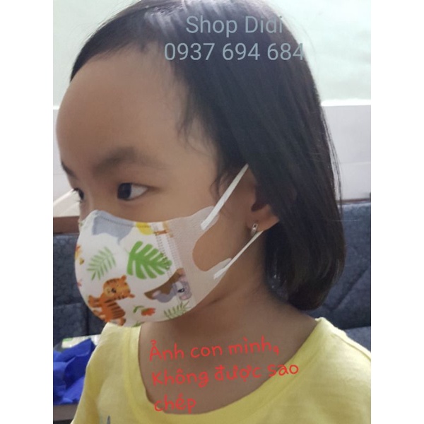 🦁Khẩu trang trẻ em cao cấp🦁 Túi 10 cái mix. Size 1-&gt;4 tuổi và size 4-&gt;8 tuổi