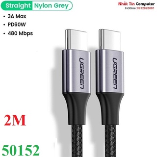 Cáp sạc nhanh 60w usb type-c to type-c dài 2m bọc nylon ugreen 50152 cao cấp