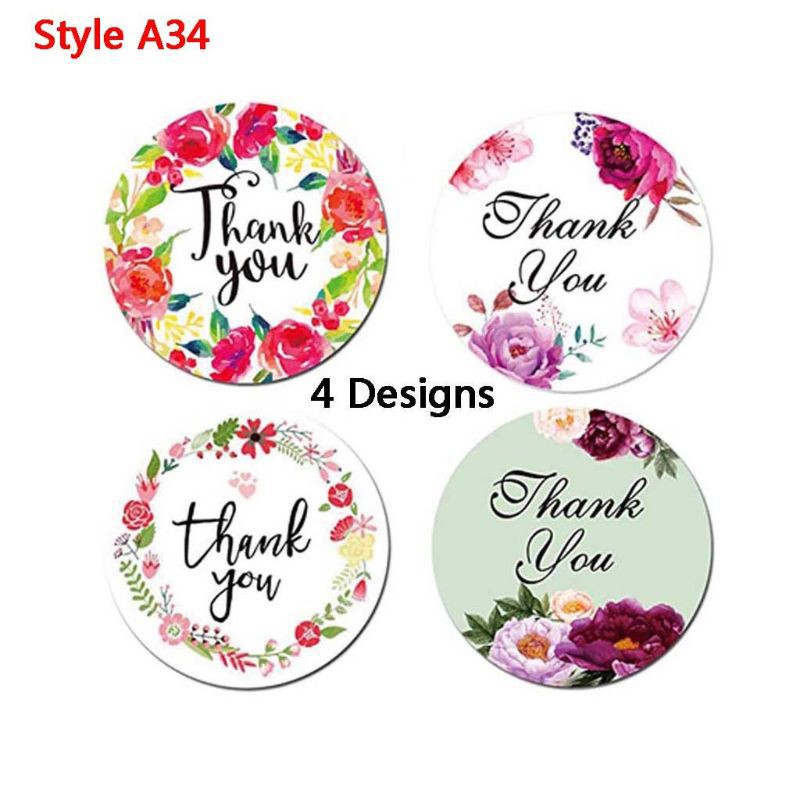 Set 500 Nhãn Dán 4 / 8 Thiết Kế In Chữ Thank You