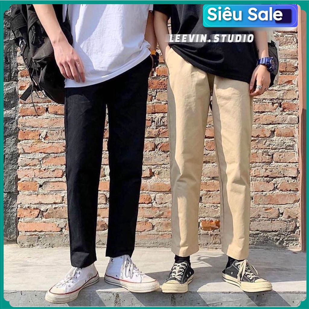 Quần Kaki Nam Baggy Ống Suông Basic Unisex - Kiểu quần baggy nam ống rộng vải dày dặn mặc 4 mùa