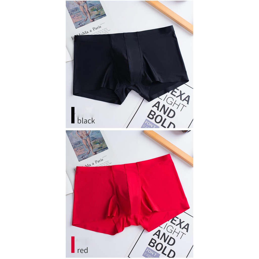 Quần lót nam - quần boxer lụa nam không đường may, thoáng khí, thấm hút mồ hôi