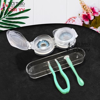 COMBO DỤNG CỤ HỖ TRỢ ĐEO - GẮP LENS VÀ HỘP ĐỰNG LENS KÍNH ÁP TRÒNG MÀU XANH LÁ