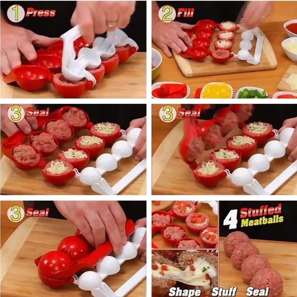 Khuôn làm thịt viên, Bộ 4 dụng cụ làm thịt viên Stuffed Ball Maker, Thiết kế thông minh, Tiện dụng, Sử dụng dễ dàng