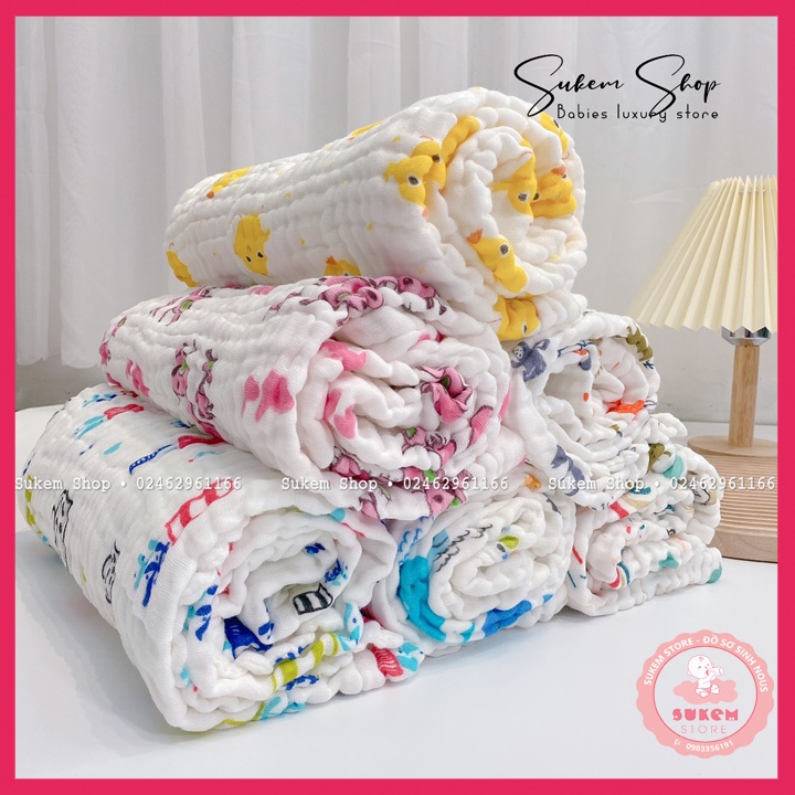 Khăn Tắm Xô Xù 6 Lớp Cotton Mềm Mại, Không Xổ Lông, An Toàn Cho Làn Da Của Bé Sơ Sinh.