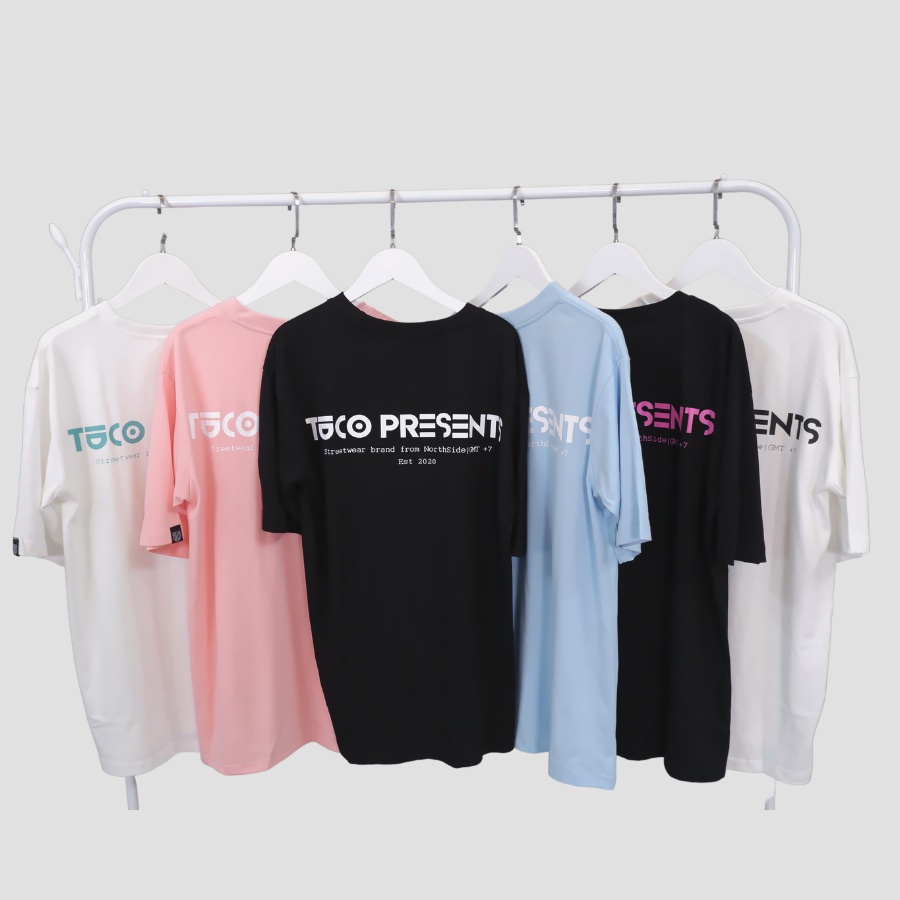 Áo thun Unisex TUCO Basic Tee phông cotton đen chữ hồng nam nữ tay lỡ oversize form rộng nhiều màu