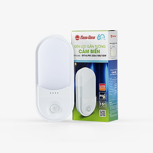 Đèn LED gắn tường cảm biến PIR Rạng Đông 15w - Đèn cảm ứng gắn tường Tự Động Bật Tắt - Bảo hành 1 năm đổi mới nếu lỗi