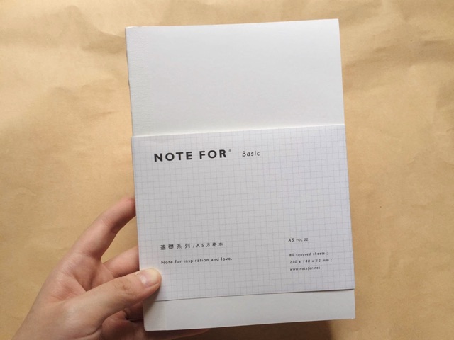 Sổ Note For Basic - Grid Notebook Bìa Trắng - Sổ Grid Ô Vuông 100gsm - Sổ làm Bullet Journal