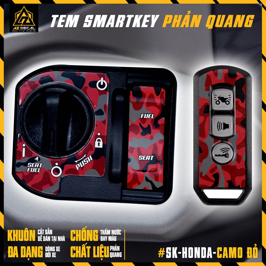 Decal Dán Smartkey Ổ Khoá & Chìa Khoá | SK-HONDA-CAMO | Tem Dán Khóa Thông Minh Xe Honda SH, SH Mode, Vision, Airblade..