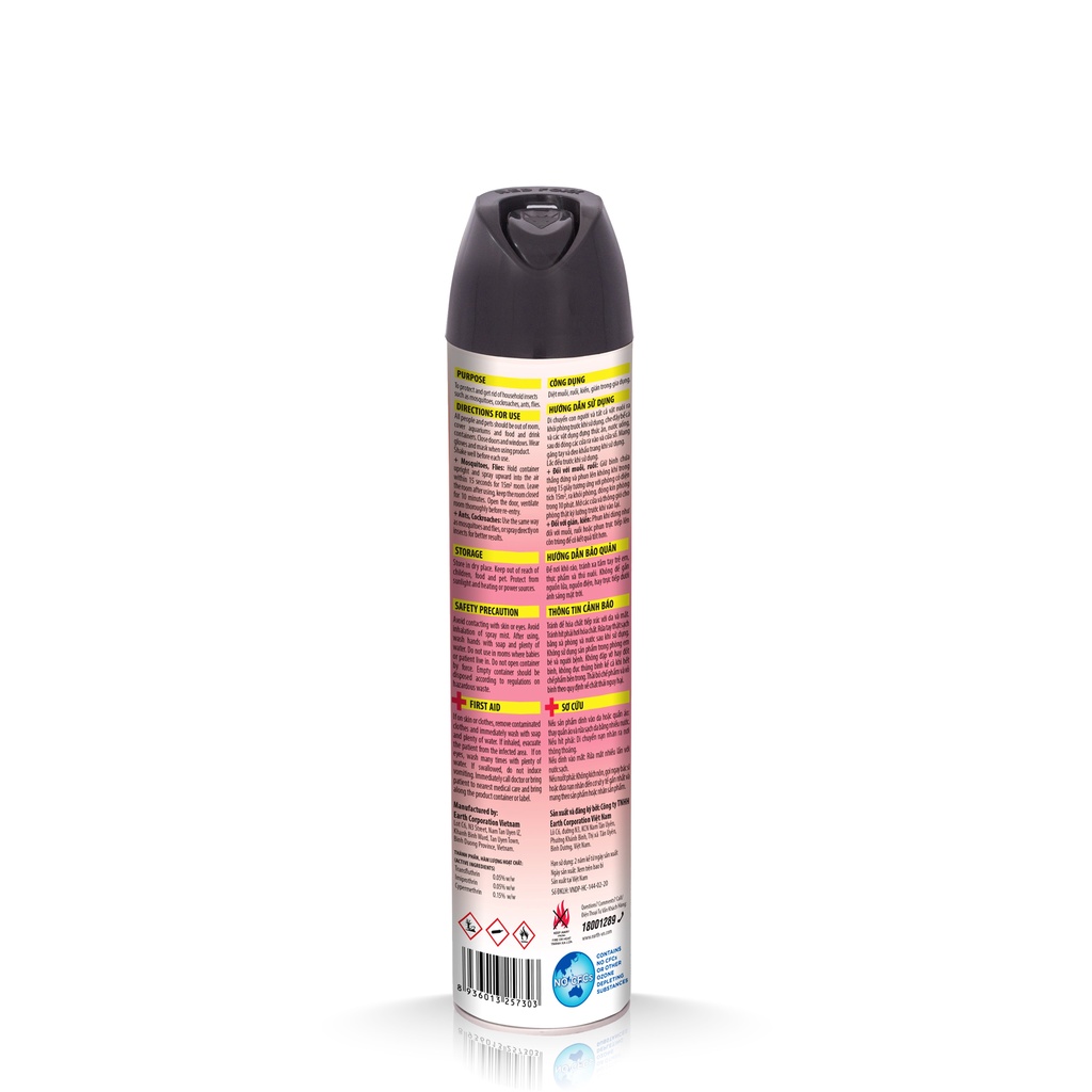 Bình xịt diệt côn trùng Redfoxx 300ml - Hương Chanh mùi hương dịu nhẹ diệt sạch mọi côn trùng bình xịt muỗi/kiến/gián