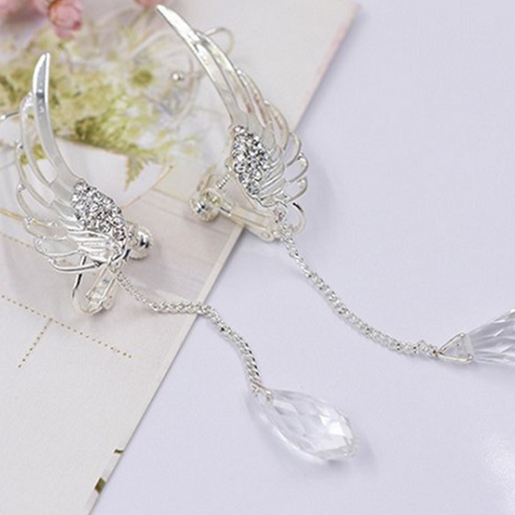 Đôi Bông Tai Họa Tiết Đôi Cánh Đính Đá Thời Trang Cho Nữ