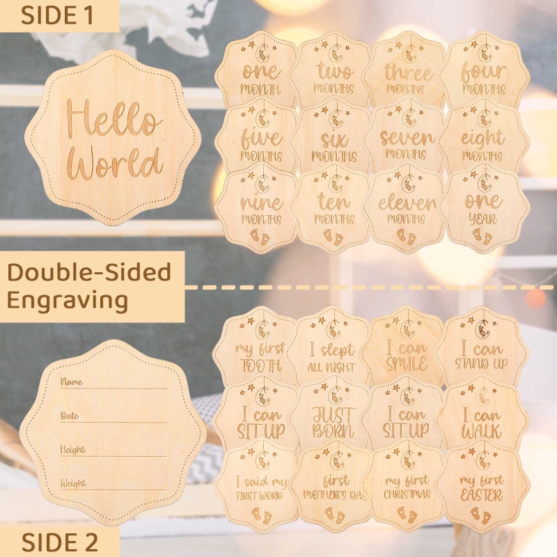 Bộ 13 Thẻ Đánh Dấu Cột Mọc Răng Hai Mặt In Họa Tiết Xinh Xắn Cho Bé