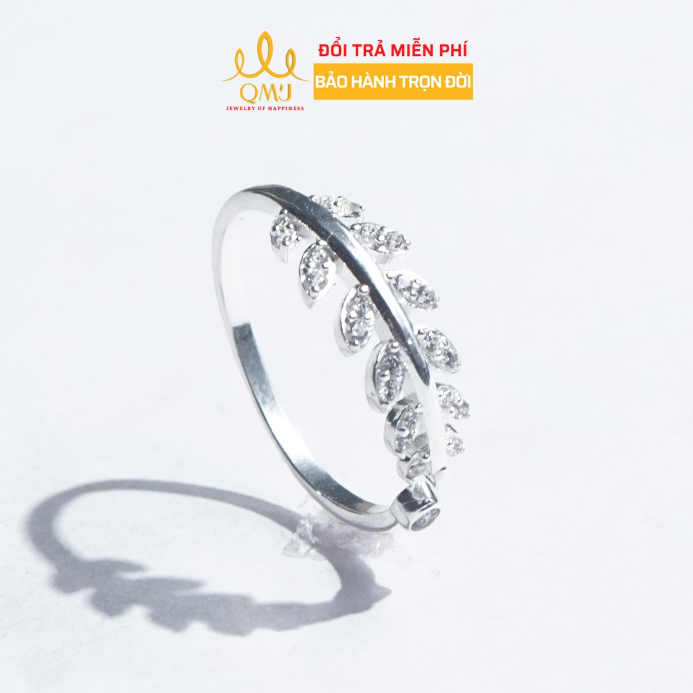 Nhẫn bạc nữ đẹp Lá Nguyệt Quế nạm đá tấm đơn giản cao cấp - QMJ- Q598