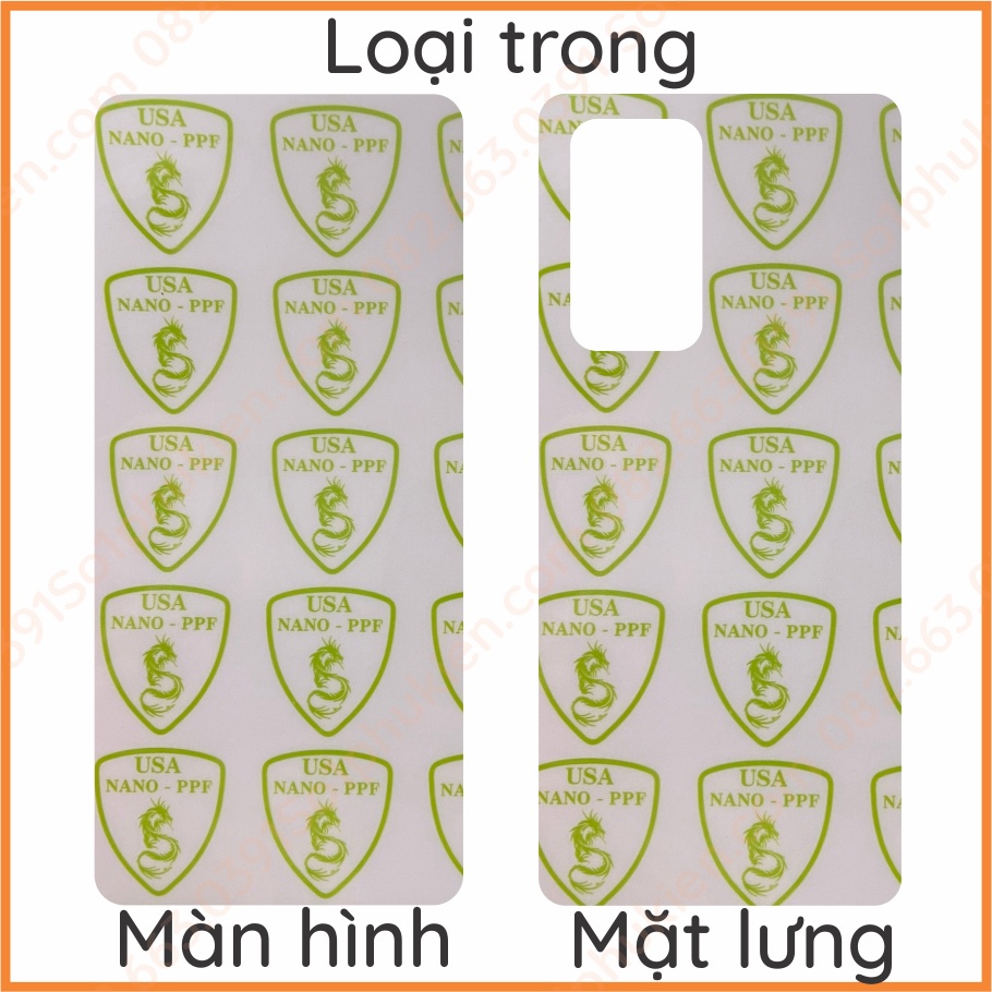 Dán PPF Oppo Reno 6 pro 5G (Snapdragon) loại nhám, trong, da cá sấu dành cho màn hình, mặt lưng, full body lưng viền