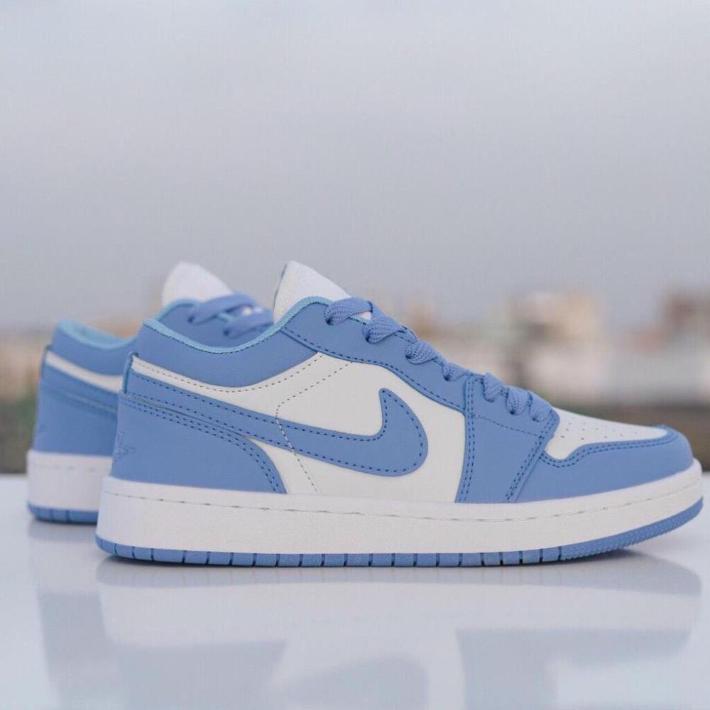 Giày Thể Thao Nam Nữ, Giày Nike Jordan 1 UNC Cổ Thấp JD1 Xanh Dương Full Box Bill _mi9 : !