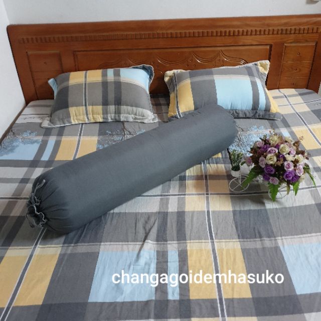 Vỏ gối ôm cotton đũi, vỏ gối ôm cốt tông size người lớn 35x100cm | BigBuy360 - bigbuy360.vn