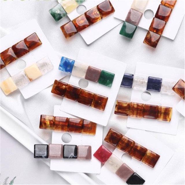 Set 2 kẹp vuông ẩn vân đá trong