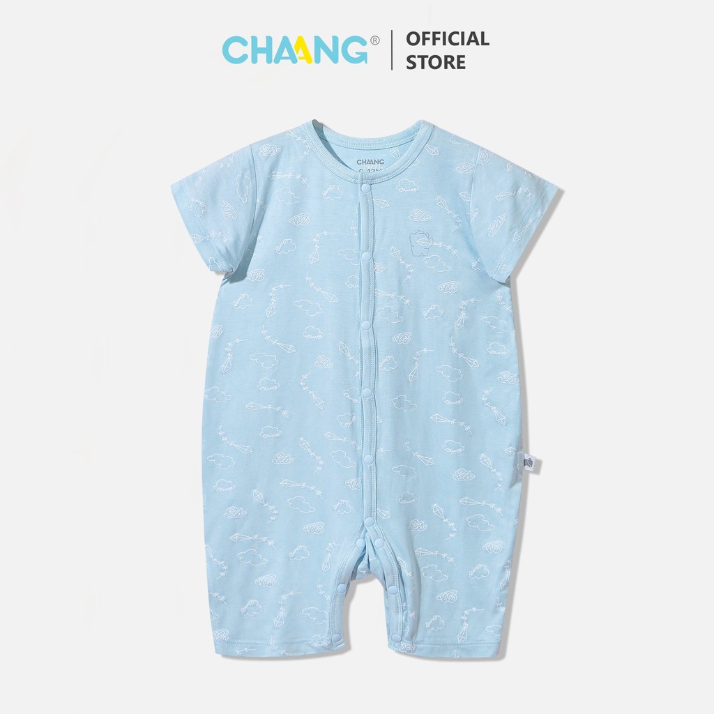 Bộ quần áo liền cúc giữa CHAANG summer xanh