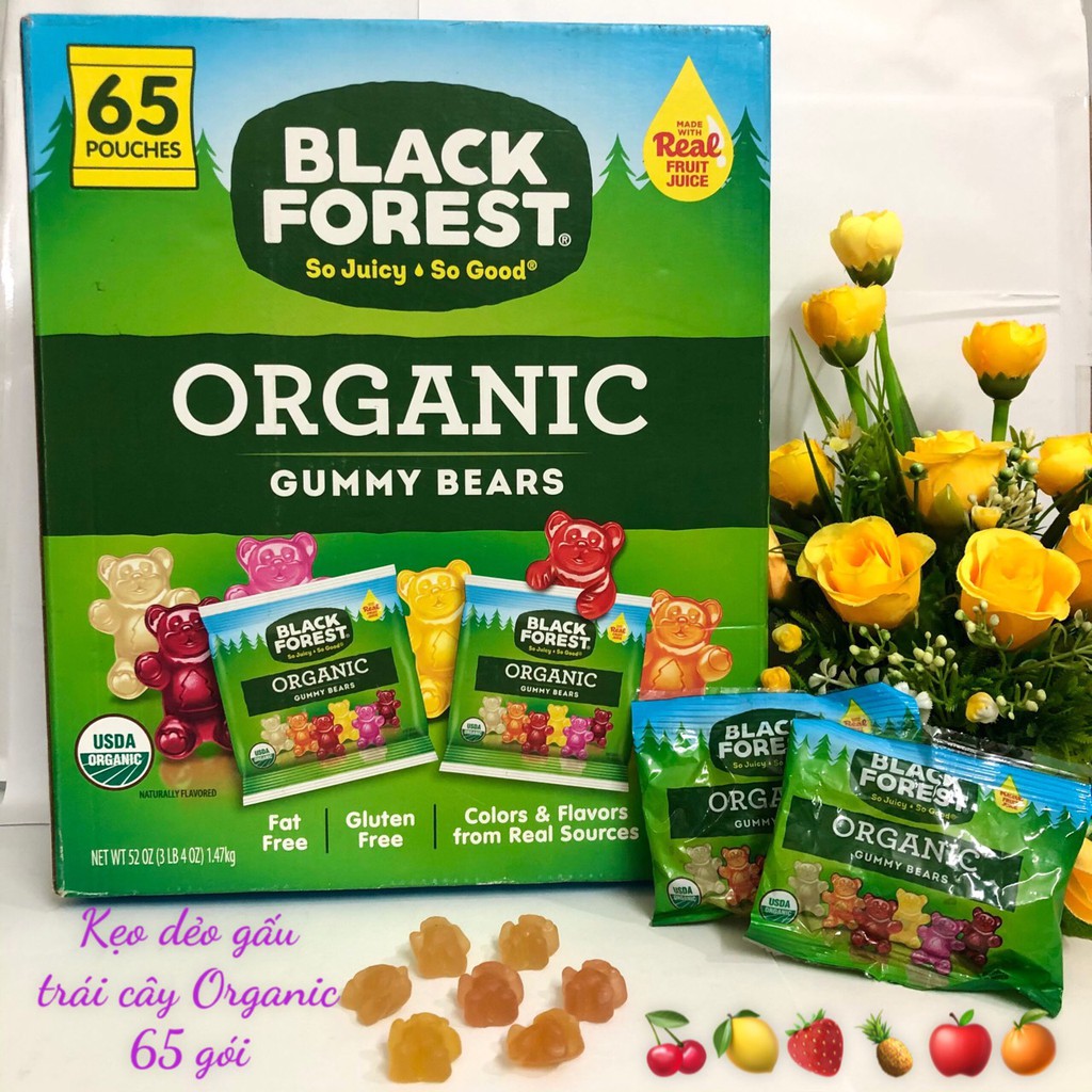 ❤ Tách lẻ 1 gói Kẹo dẻo gấu trái cây hữu cơ Black Forrest Organic Gummy Bears Mỹ [Date 22/1/2022]
