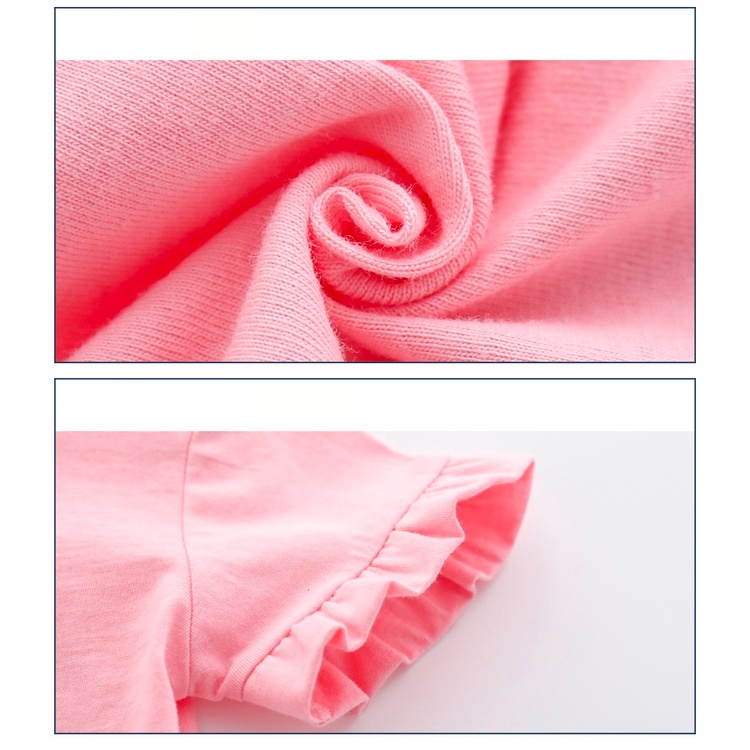 Bộ Áo Liền Quần Tam Giác Vải Cotton Tay Lỡ Thời Trang Mùa Hè Xinh Xắn Cho Bé Gái 1048