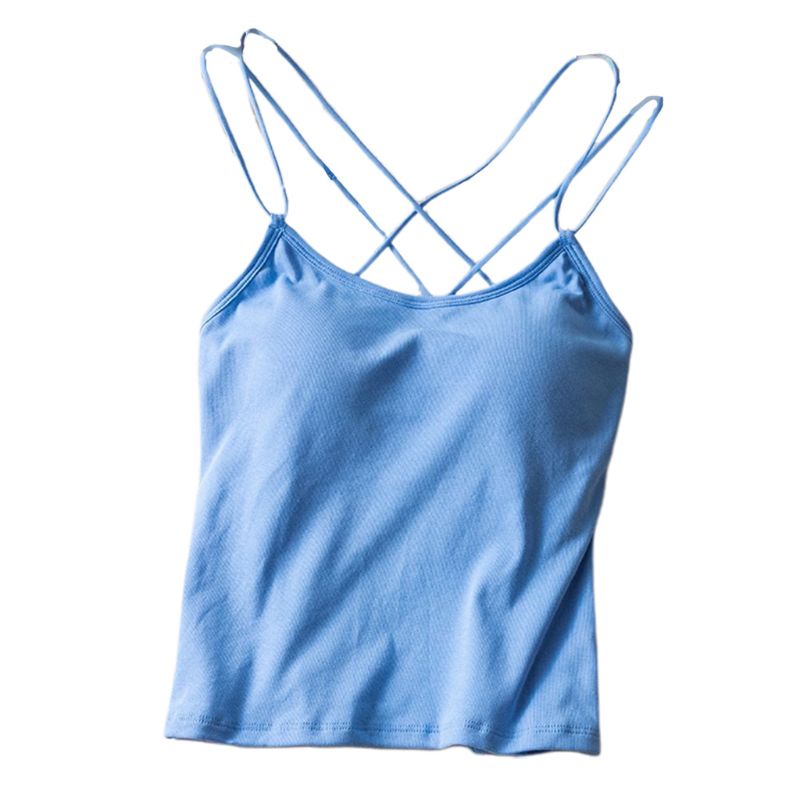 Áo Tank Top Mỏng Màu Sắc Ngọt Ngào Phối Dây Chéo Thời Trang Mùa Hè Quyến Rũ Cho Nữ