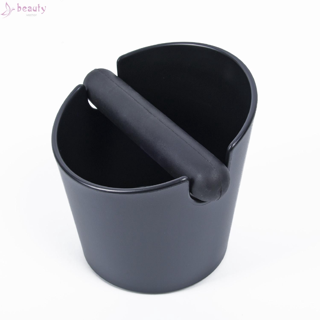 Practical Black Non-slippery Base Espresso Grinds Tamper ABS Plastic Slag Bucket 15cm/5.9'' Mouth Dia Coffee Knock Box