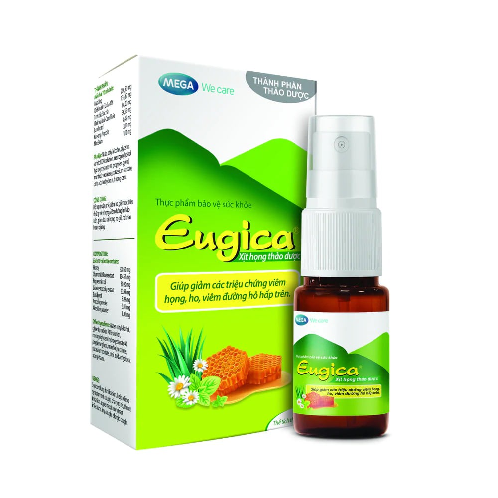 Xịt họng Eugica Mouth Spray - Hỗ trợ giảm ho, giảm các triệu chứng viêm họng, viêm đường hô hấp, giảm đau rát họng