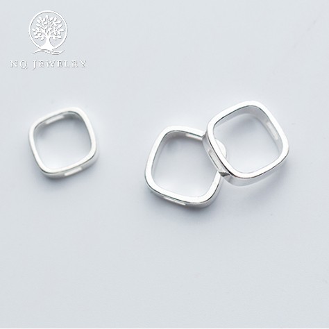 Charm bạc viền vuông để lồng hạt vào giữa - NQ Jewelry