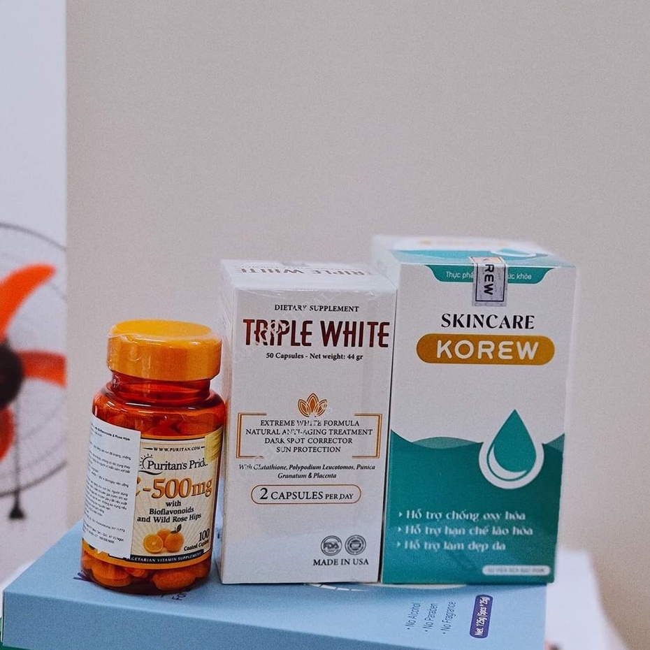 Vitamin C + Triple White + Korew Là Combo Có Chứa Thành Phần Trắng Da Cực Tốt Giúp Chị Em Nuôi Dưỡng Làn Da Trắng