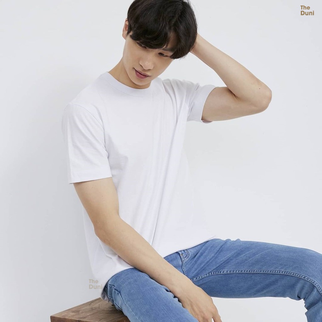 Áo thun nam cổ tròn Premium màu Trắng 100% Cotton co giãn,dày dặn, form regular