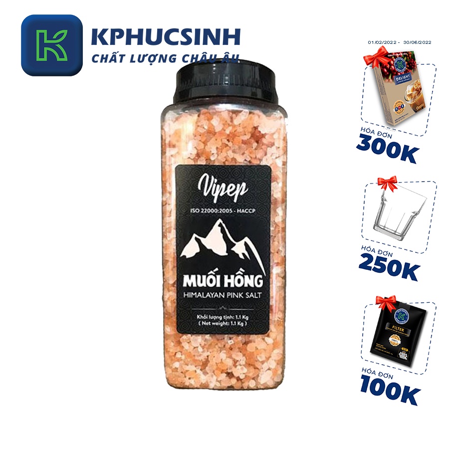 Muối hồng hạt himalaya Vipep 500gr muối hồng nguyên hạt đậm vị chất lượng KPHUCSINH - Hàng Chính Hãng