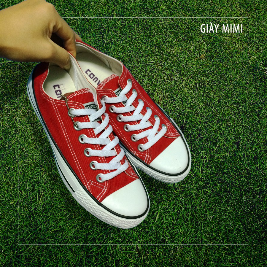Giày convers cổ thấp màu đỏ nữ