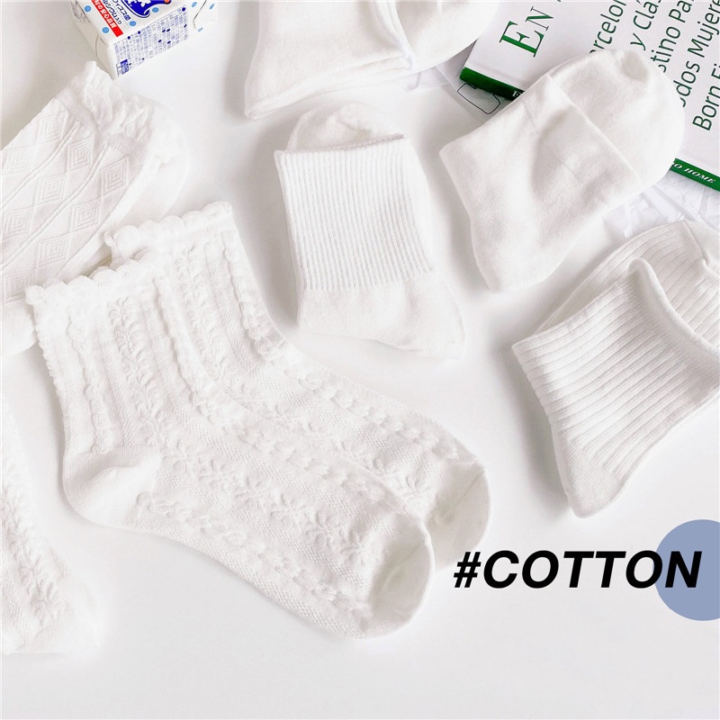 Vớ Trắng Phối Ren Dễ Thương Thời Trang Mùa Hè Cho Nữ