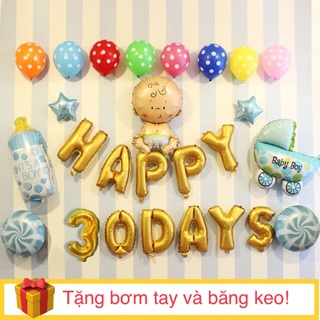 Set bóng trang trí đầy tháng cho bé trai, bé gái