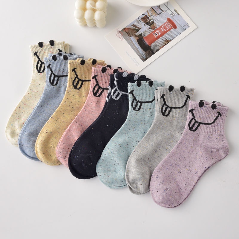 Oeteo Vớ cotton Thấm Hút Mồ Hôi Thoáng Khí In Họa Tiết Hoạt Hình Dễ Thương Cho Nữ