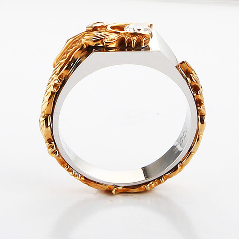 Nhẫn Aifei chất liệu bạc sterling 925 mạ vàng 18K đính đá hoạ tiết rồng cho nữ R1133