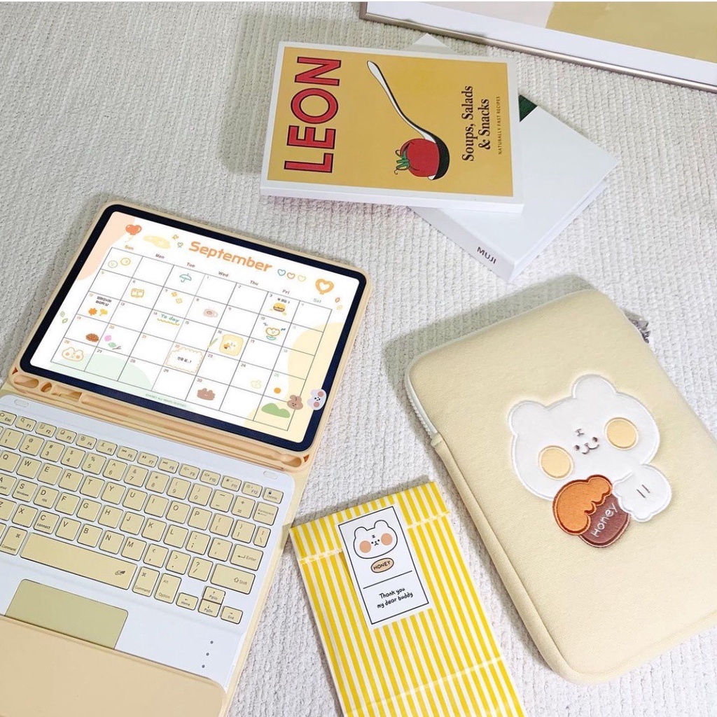 Túi Đựng laptop/Máy Tính Bảng 10/11/13/15 inch Hình Gấu Kiểu Hàn Quốc Dễ Thương