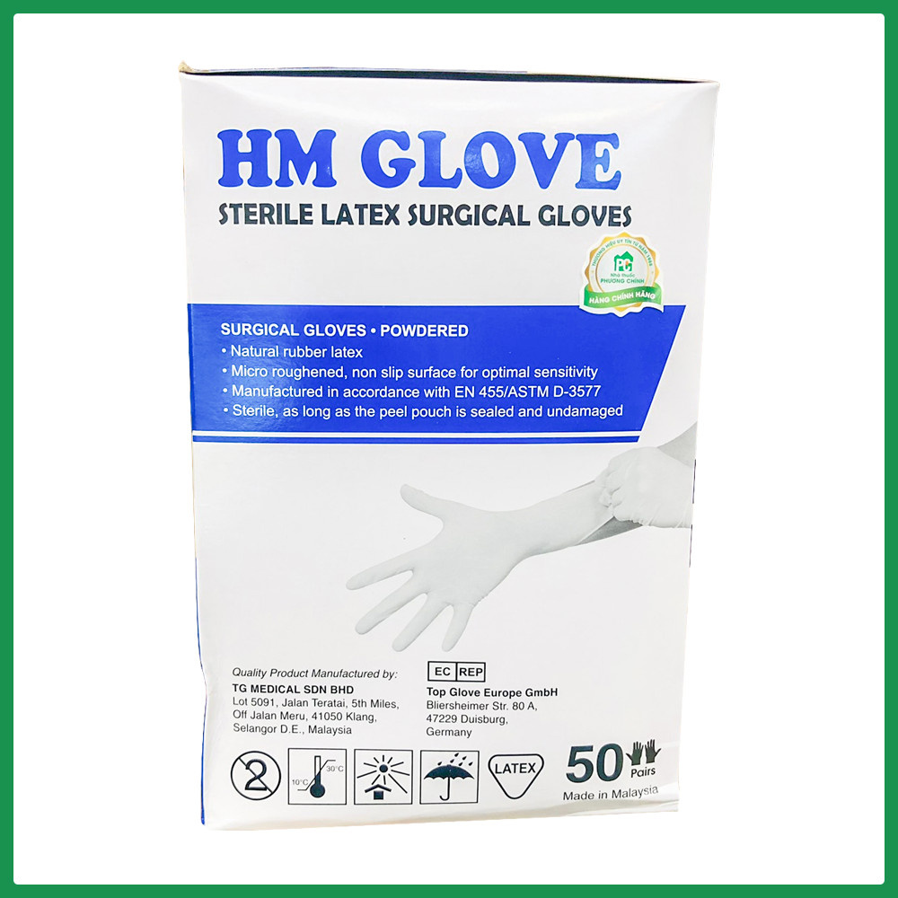 Găng Tay Y Tế Tiệt Trùng Latex Examination Gloves - Hộp 100 Cái