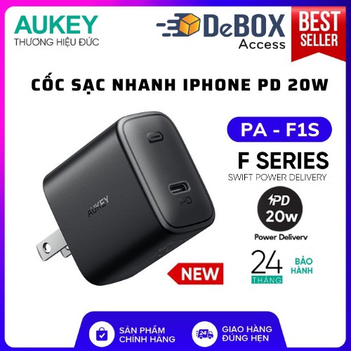 Combo AUKEY Pin Sạc Dự Phòng 10.000 mAh PB-Y36, Cốc Sạc Nhanh PA-F1S, Cáp C to Lightning CB-CL1 - BH 24T Chính Hãng