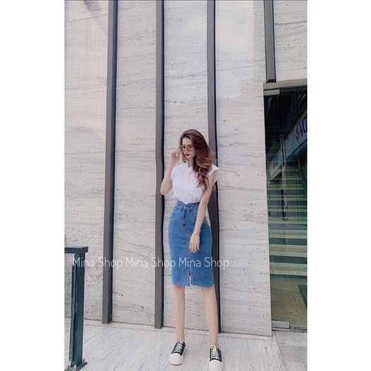 Chân Váy Jean bó 1 khuy ❤️ SALE❤️Jean loại 1, thiết kế cao cấp sang trọng, bó eo lên dáng | BigBuy360 - bigbuy360.vn