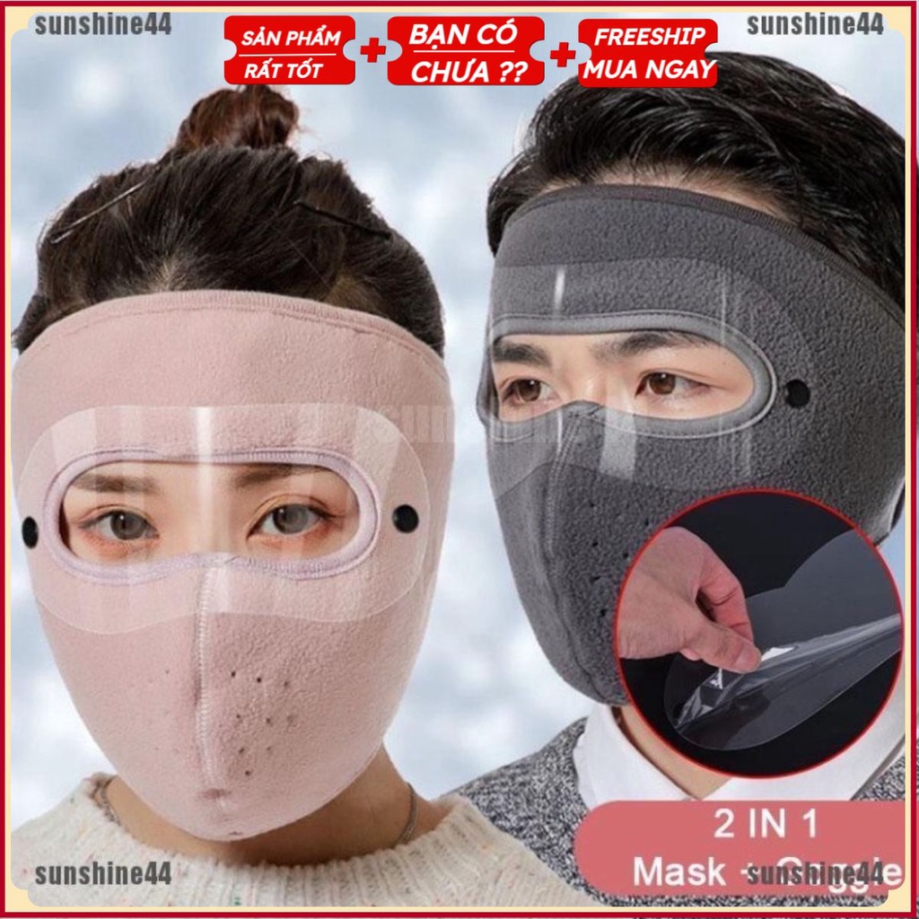 Khẩu trang vải Ninja có kính bảo hộ tiện lợi .