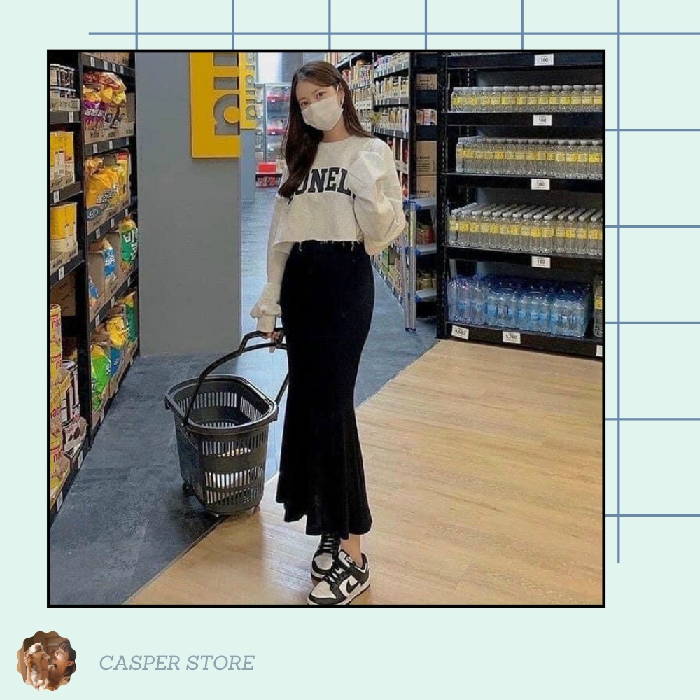 Chân váy đuôi cá đen nữ ⚡ Casper.Store | FREESHIP | ⚡ Váy trơn suông ôm đùi, thiết kế đơn giản, bắt mắt