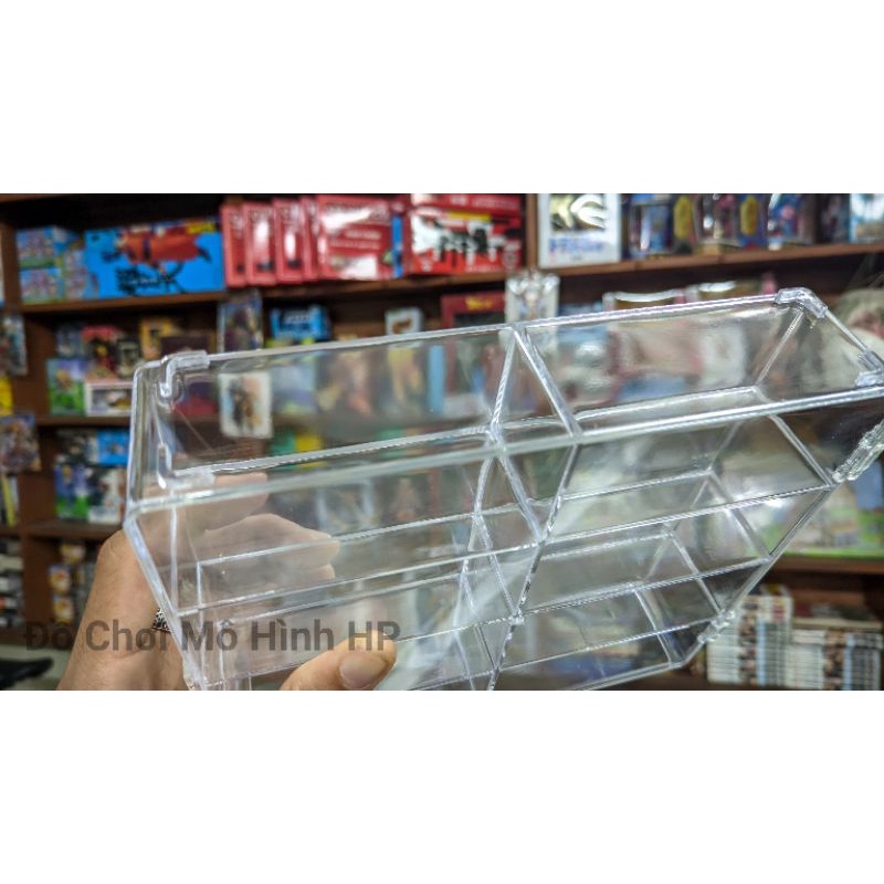 Hộp mica đựng xe mô hình 1:64, mở nắp chống bụi trưng bày
